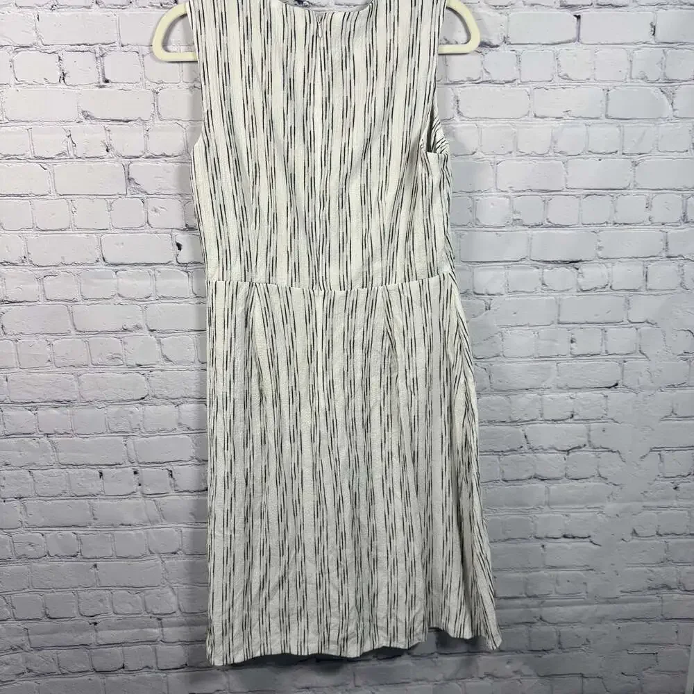 Calvin Klein Women's Sleeveless Dress with Side Pleated Ruffle, White/Black, 10 - Picture 2 of 4